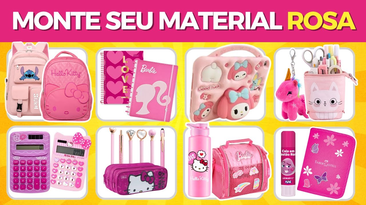📔🎨MONTE SEU KIT ESCOLAR ROSA DOS SONHOS 💗📚 QUIZ INTERATIVO #giragiraquiz
