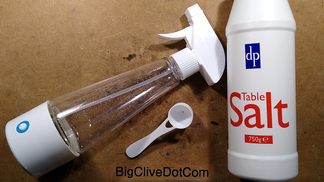 This USB bottle generates surface sanitiser from water and salt.