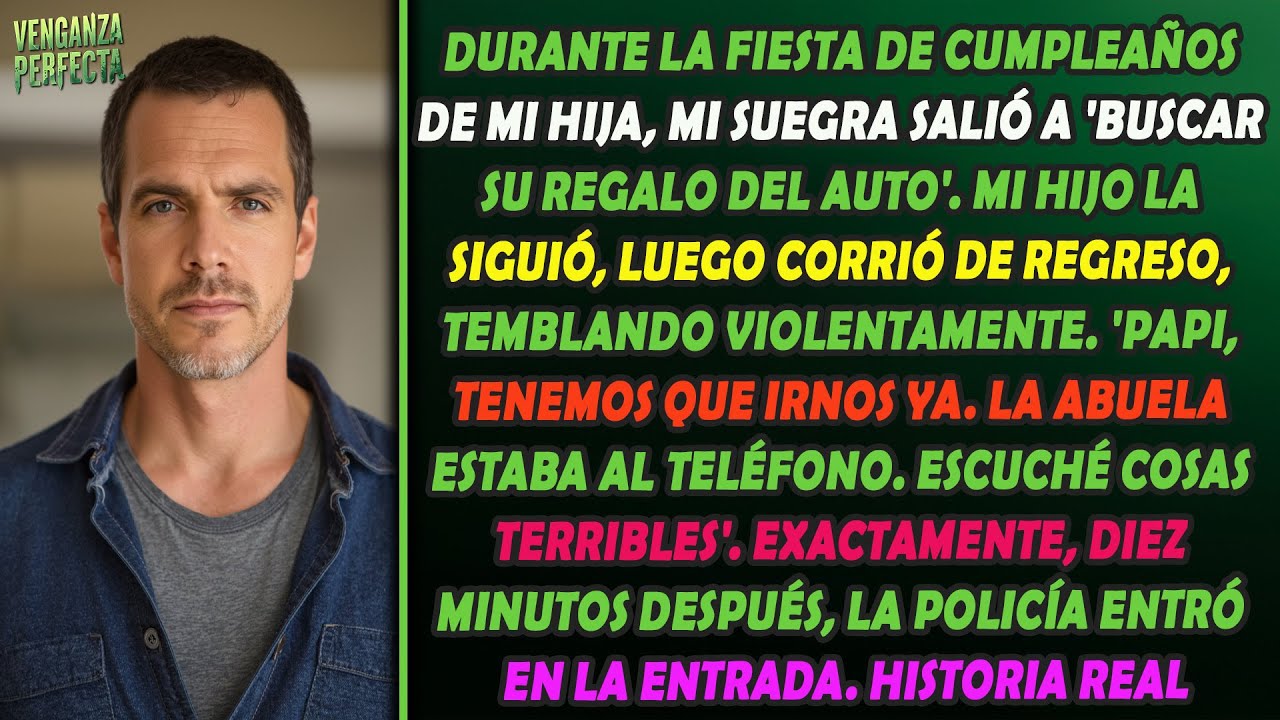 En el cumpleaños de mi hija, mi hijo siguió a la abuela afuera. Regresó corriendo y temblando ...