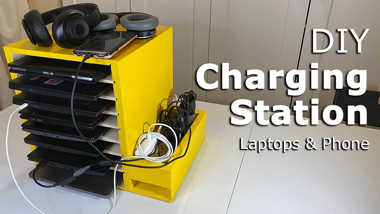 Build Your Desktop Charging Station for Laptop, Phone and Electronics #diy #woodworking #charging