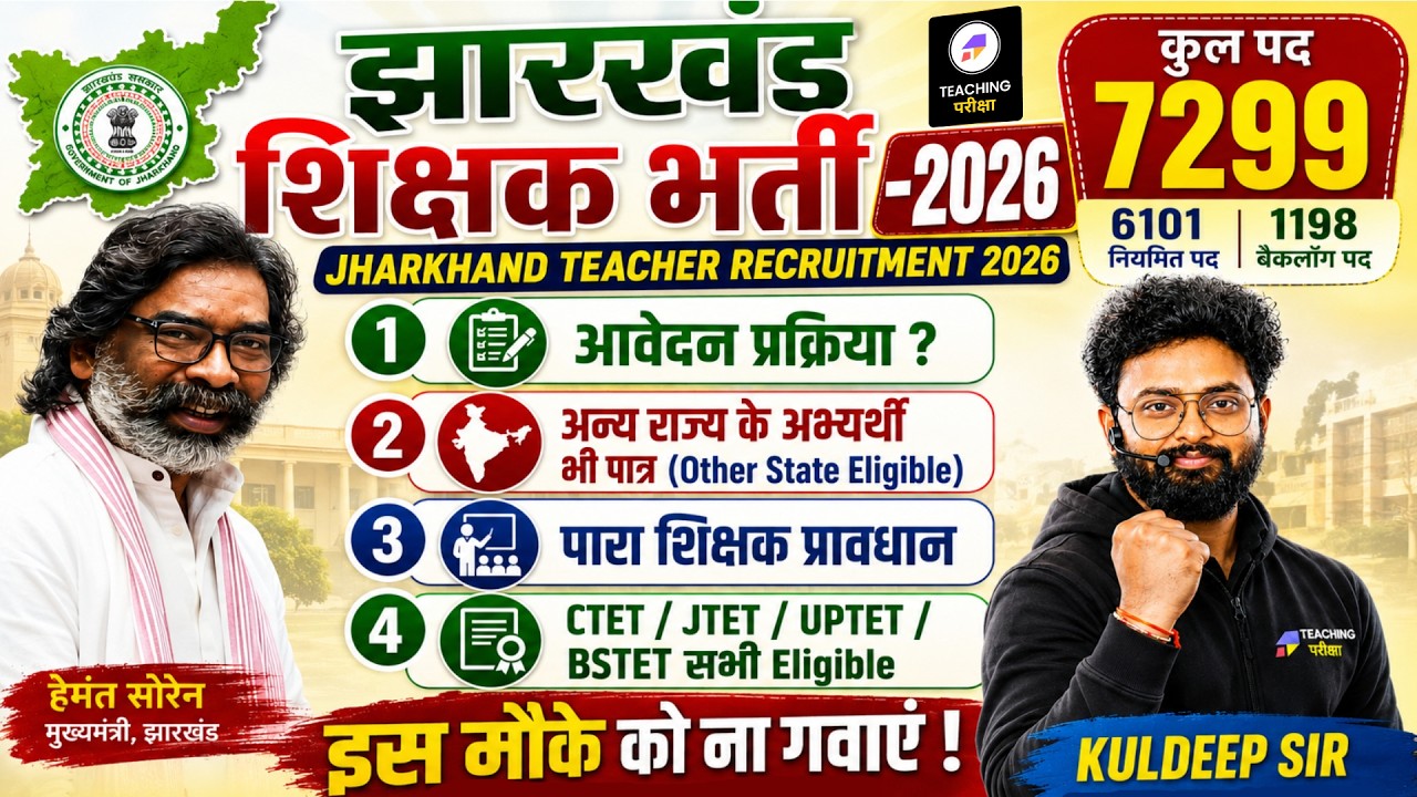 Jharkhand मे 🚨7299 पदों पर शिक्षक भर्ती | CTET & Other State TET Eligible | Notifcation Latest News
