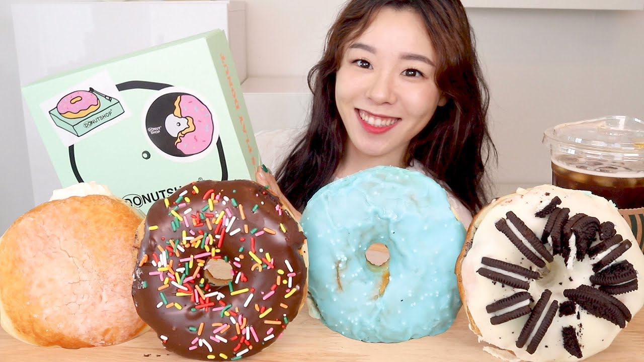 SUB) ASMR Кремовый цвет Пончик Мукбанг 🍩 Шоколадные десерты Глазированные пончики Кремовый хлеб