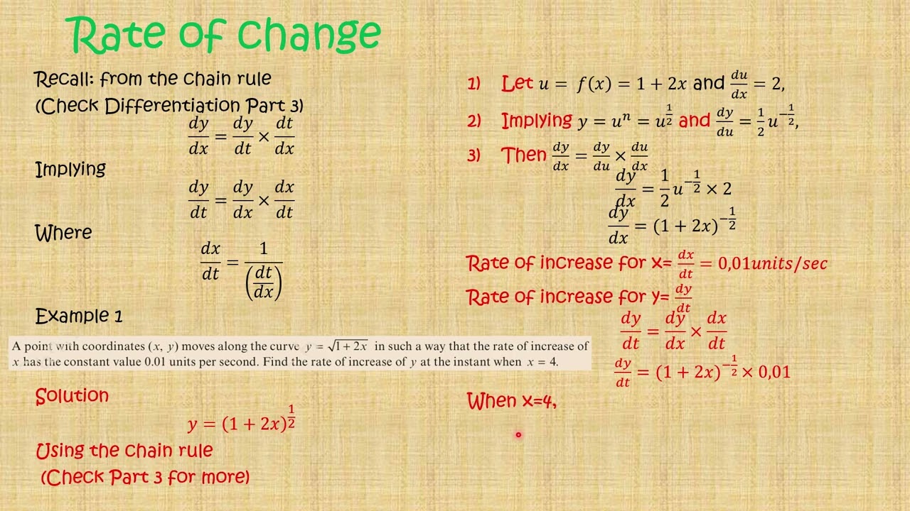 Differentiation Part 10 (Rate of change)