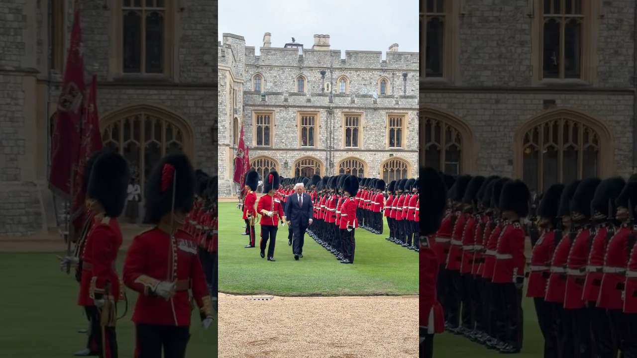 President Donald Trump inspecting the Guard of Honor with King Charles 🇺🇸🇬🇧 