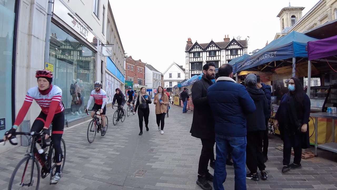Walking around Kingston upon Thames, Clarence Street, Market Place, London Walking Tour 4K