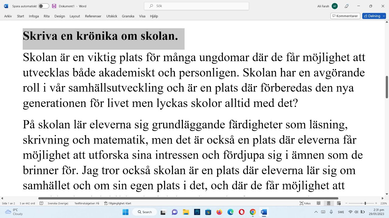 Krönika om mobbning i skolan - موضوع سويدي عن التنمر في المدرسة