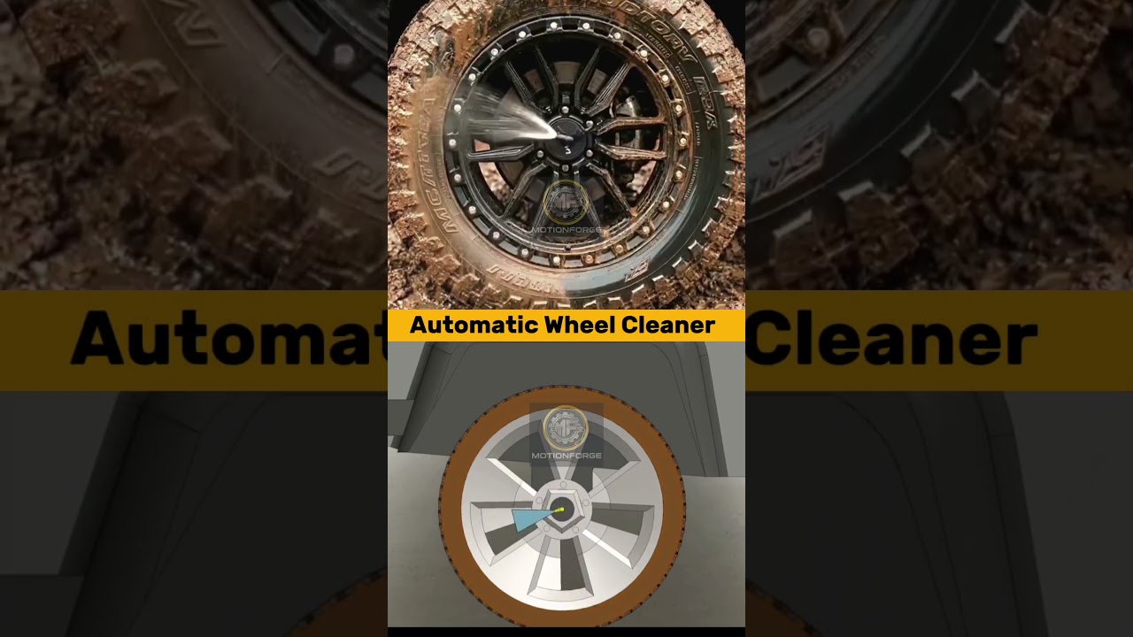 Automatic Wheel Cleaner &ndash; Mechanical Design#engineering  #Mechanical #HowItWorks #Tech #Mechanics