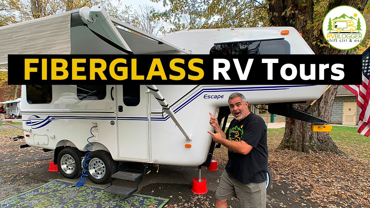 4 Small Fiberglass Camper Trailers with Bathrooms and a Lightweight Fiberglass 5th Wheel RV Too!