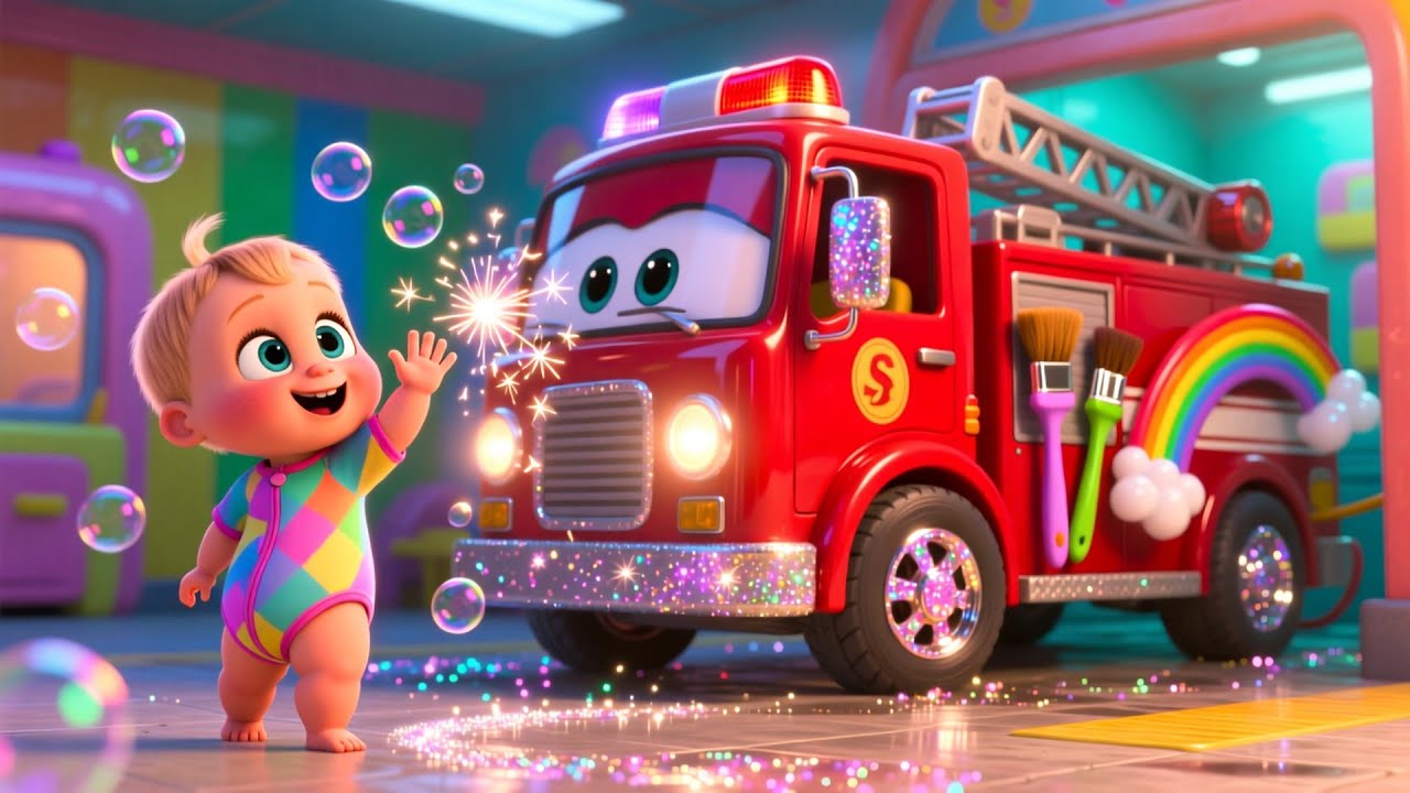 Fire Truck Wash Car Wash Song 🚒🧼 Fun Kids Song | Playtime & Learning Adventure