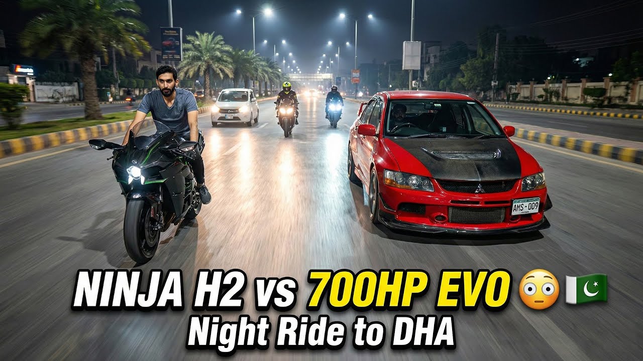 KAWASAKI NINJA H2 vs 700HP EVO! 😱 Night Ride to DHA 🇵🇰