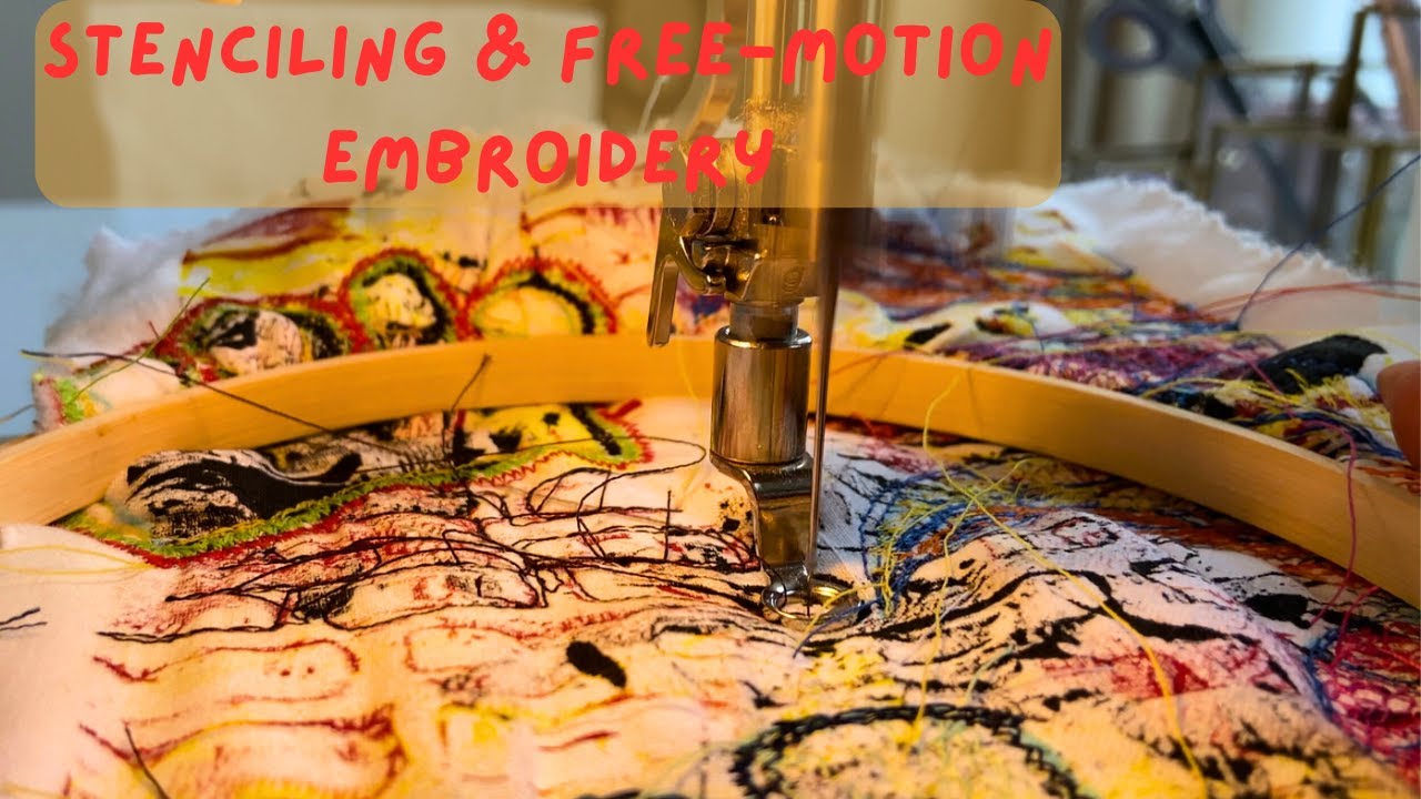STENCILED FABRIC WITH FREE-MOTION EMBROIDERY | Using quilting technique | Didsbury Art Studio