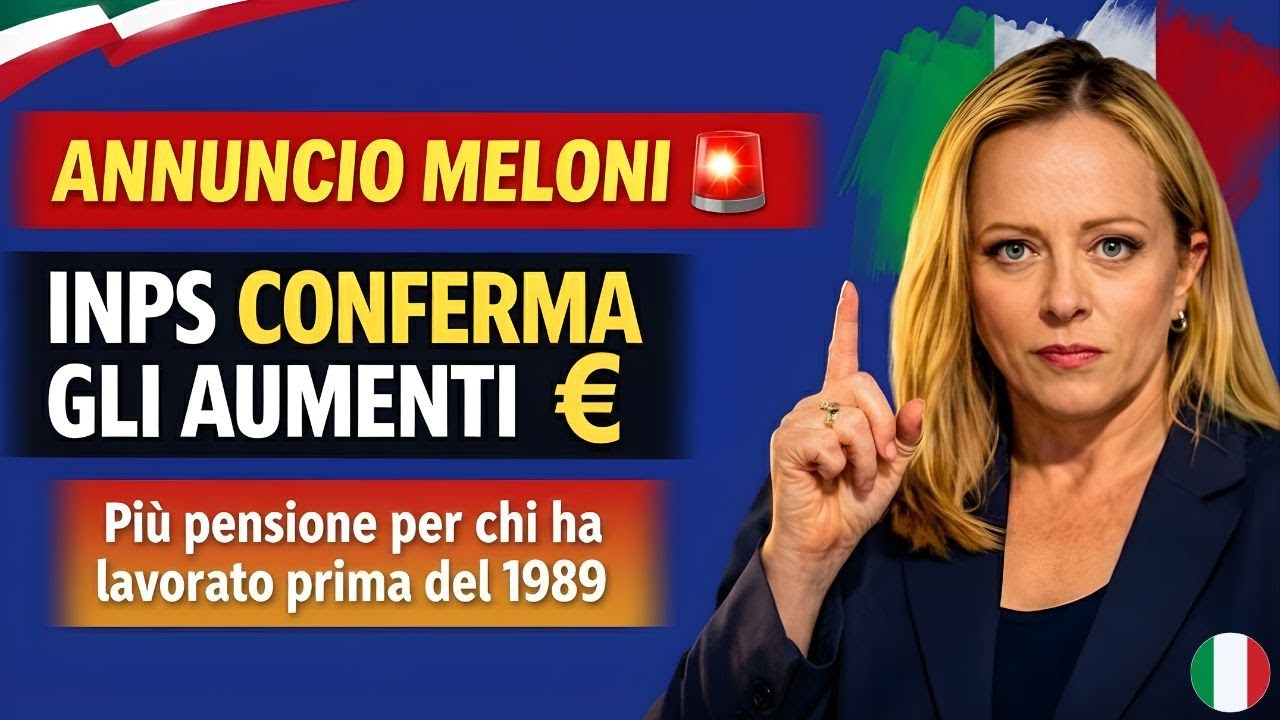 INPS CONFERMA GLI AUMENTI 💶 Più pensione per chi ha lavorato prima del 1989 | Annuncio Meloni
