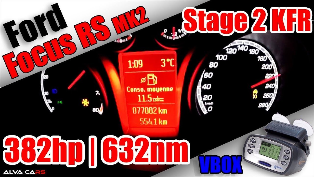 385HP Ford Focus RS MK2 Stage 2 KFR 100-200Km/h Acceleration VBOX!
