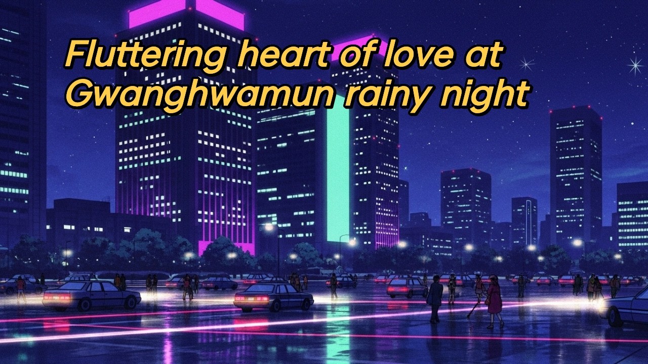 The fluttering heart of love felt at the dreamy Gwanghwamun under the neon lights of rainy Seoul