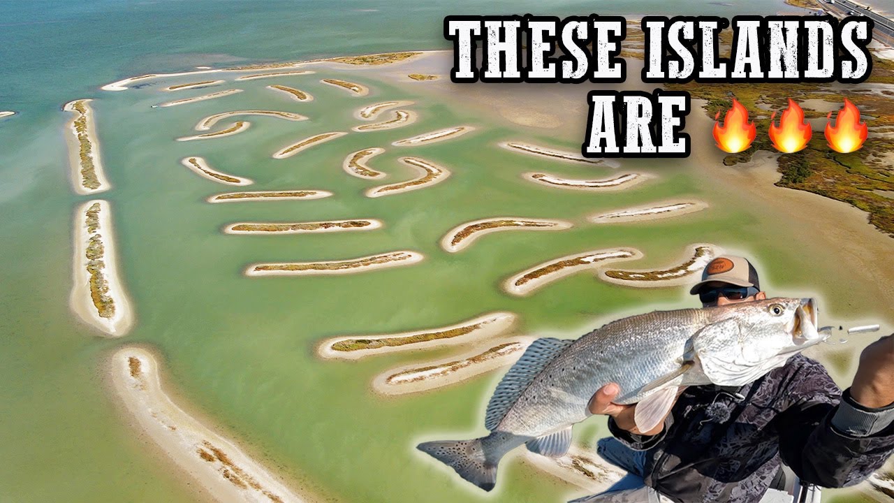Fish are STACKED by Unique Man Made Islands! Fishing Nueces Bay Fish Habitat for BIG TROUT