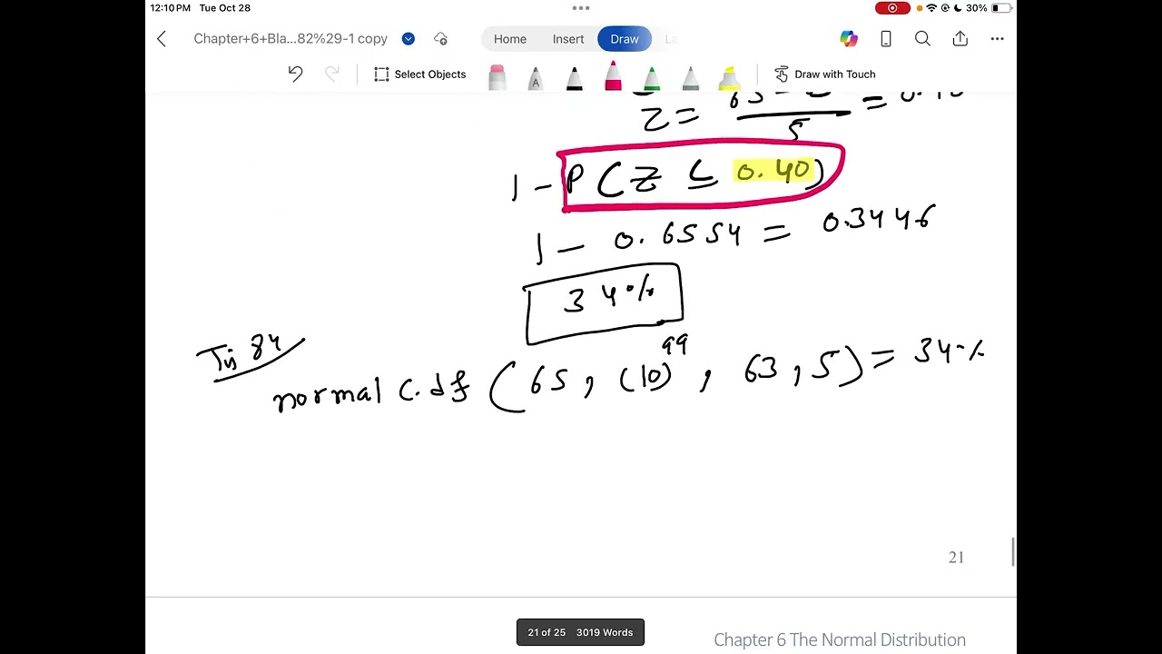 Section 6.2 C Finding percentile and probability