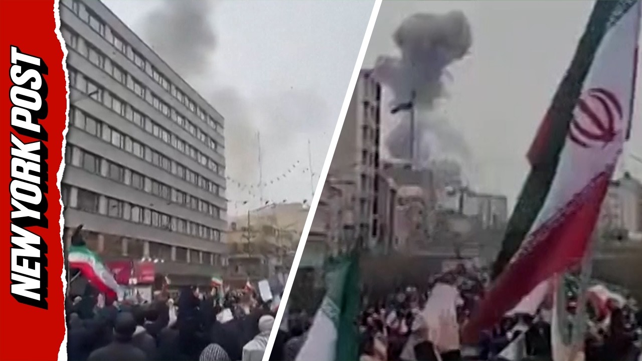 Watch: Large Explosion Fills the Sky During Iranian March in Tehran