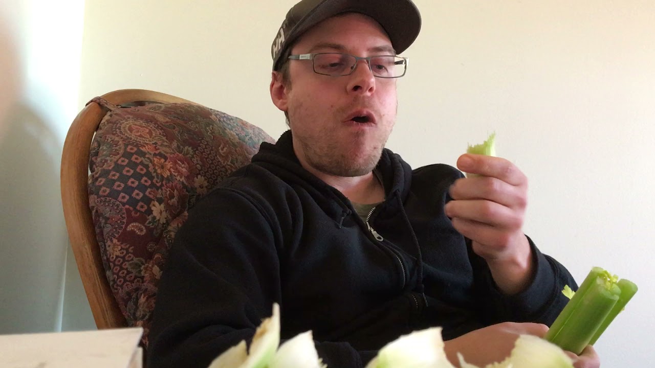 Eating whole stalk of celery ribs ASMR