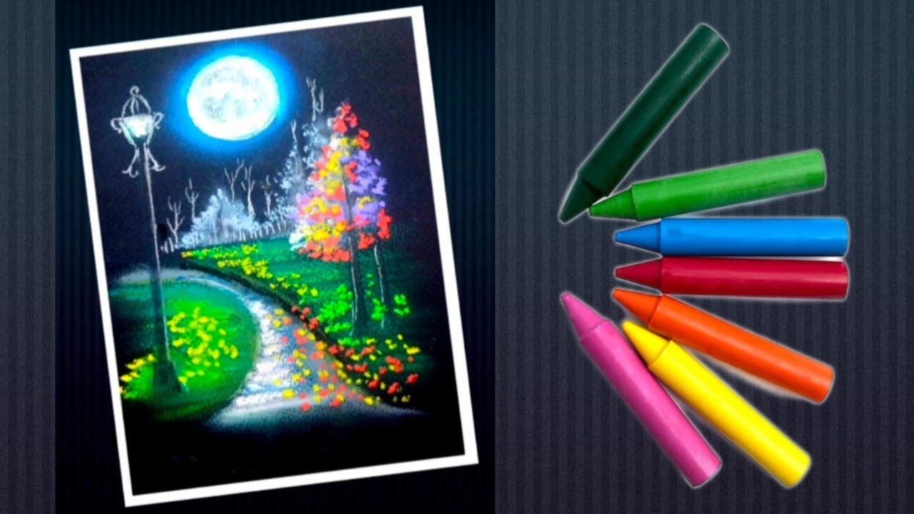 Night scenery Landscape drawing tutorial l Landscape drawing in Oil pastel @ARTANDARTIST