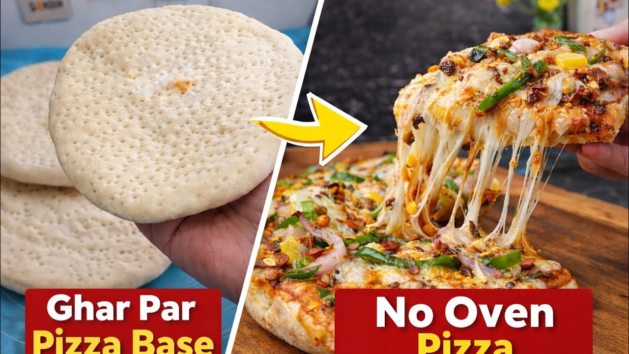 Ghar Par Pizza Base Se Lekar Pizza Tak 😍 | Bina Oven Pizza | Easy Pizza Recipe