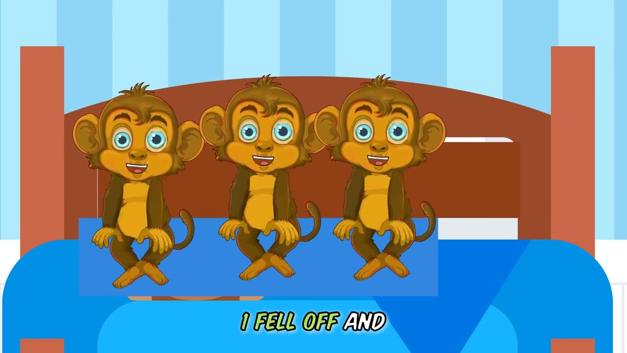 Five Little Monkeys Jumping on the Bed | Nursery Rhymes | For kids  | Animated songs #kidstrending