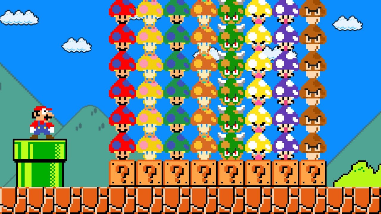 Cat Mario: Super Mario Bros. but Mario Have More Custom Mushrooms Characters