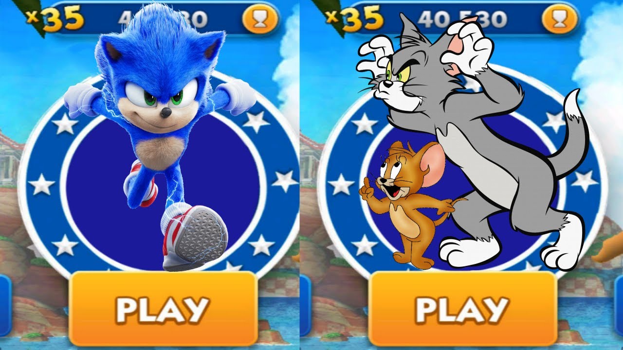 Sonic Dash vs Tom and Jerry Run - Movie Sonic vs All Bosses Zazz Eggman All Characters Unlocked