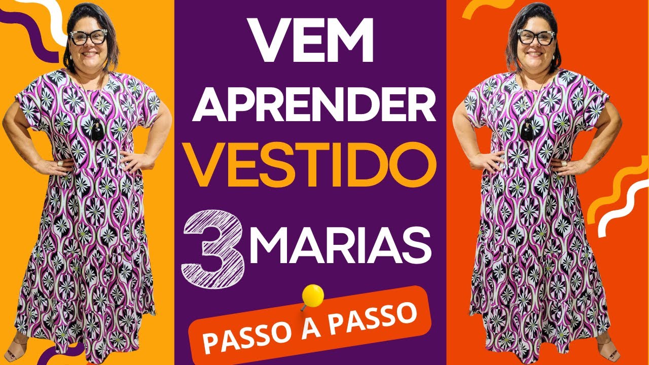 COMO FAZER VESTIDO 3 MARIAS - COSTURA PARA INICIANTES - APRENDENDO A COSTURAR