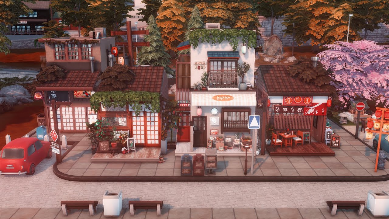 Rural Japanese Street in Mt. Komorebi🗻| The Sims 4 Speed Build | Lofi