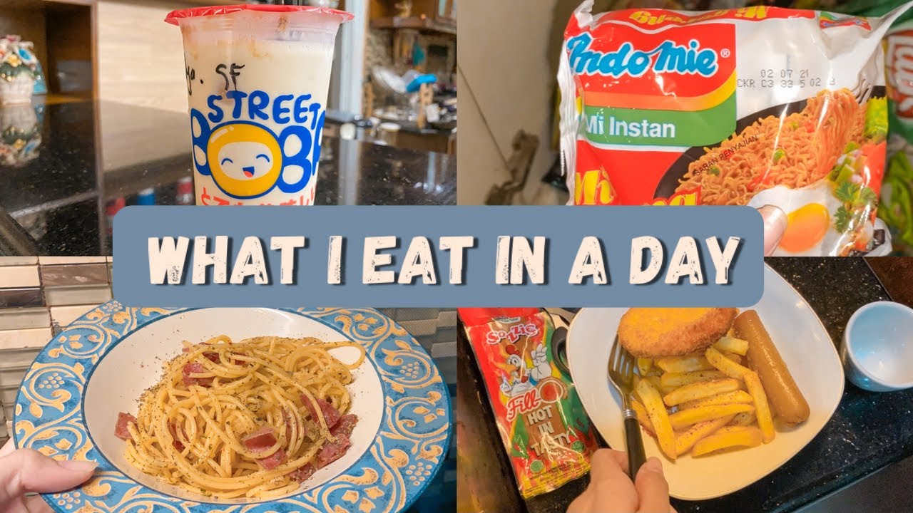 What I Eat In A Day : boba, noodles, fries, etc. | Indonesia