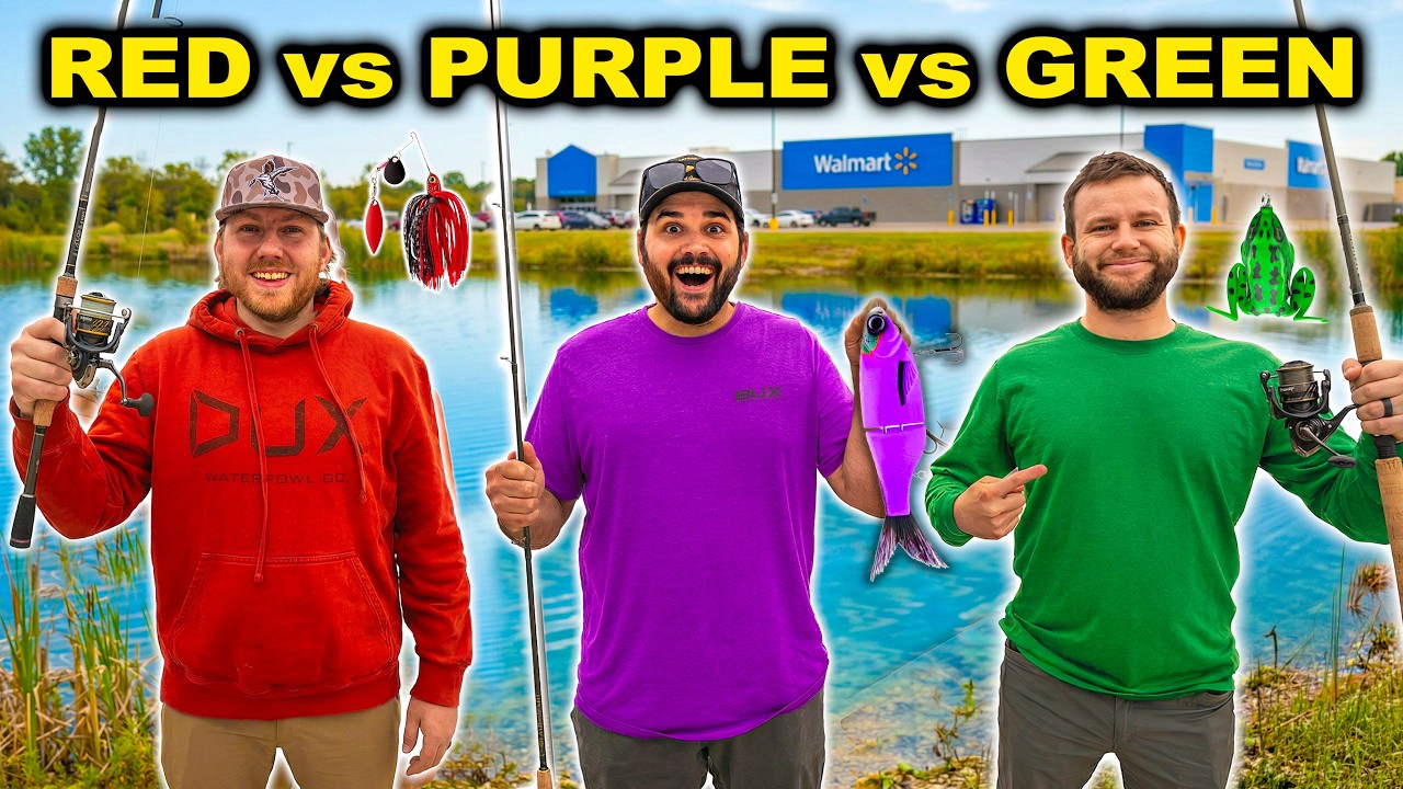 1v1v1 Walmart ONE COLOR ONLY Fishing CHALLENGE!!! (New Pond PB)
