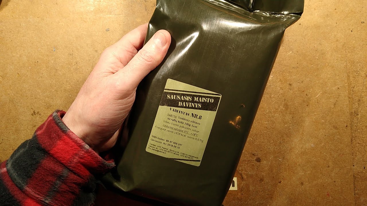 Taste testing an out of date Lithuanian MRE military ration. (minor explosion)
