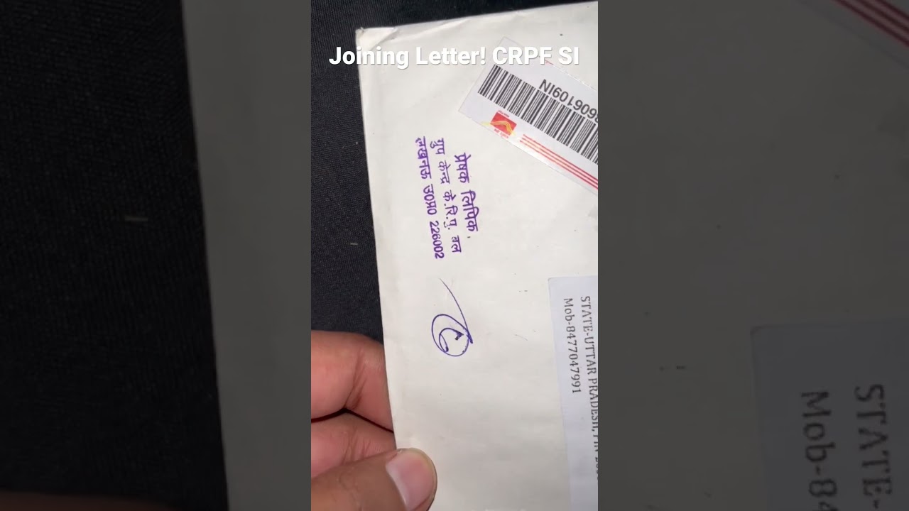 Joining Letter | CRPF |Sub Inspector | SSC CPO SI 2020 