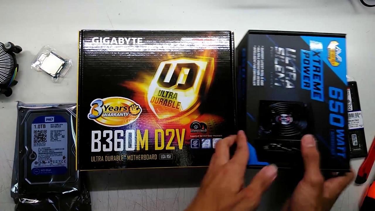 intel Core i5 8400 Gigabyte B360M-D2V AVF 650 WATT power supply 2018 Desktop PC build