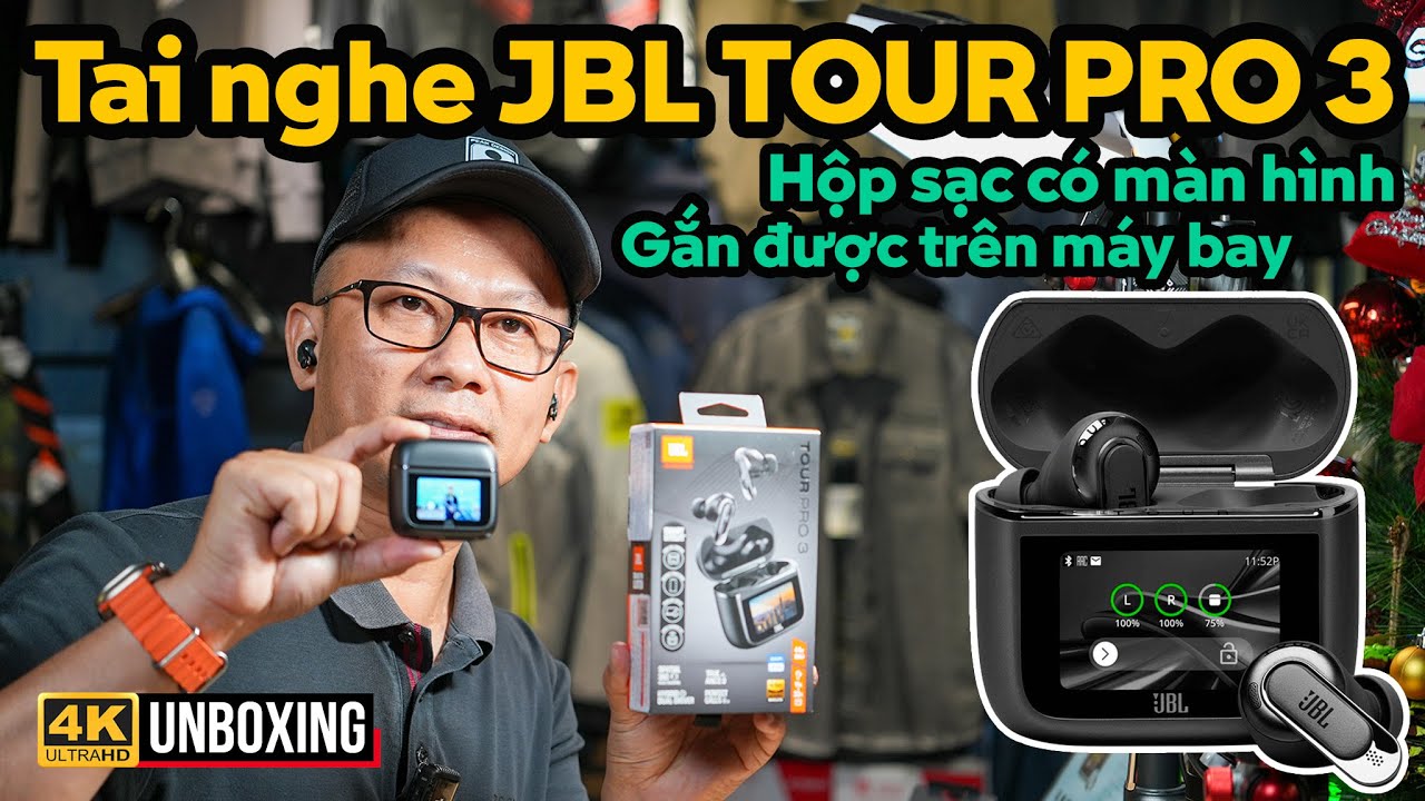 JBL TOUR PRO 3: TAI NGHE TRUE WIRELESS CÓ MÀN HÌNH TRÊN HỘP SẠC, KẾT NỐI MÁY BAY, CHỐNG ỒN