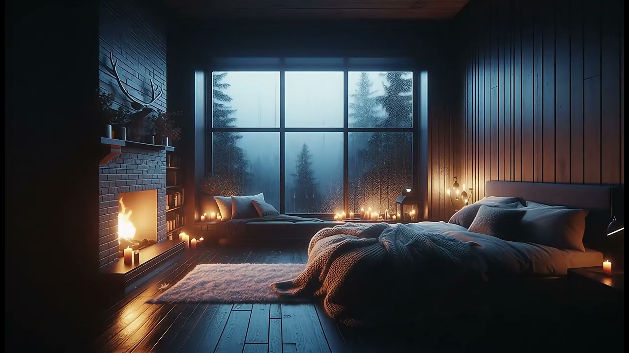 HEAVY RAIN & THUNDER on Window ⛈️ Cozy Bedroom Ambience for Deep Sleep
