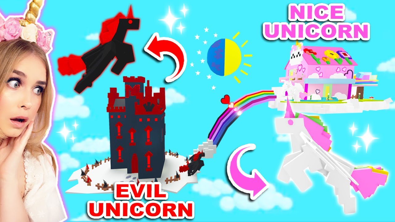 EVIL And NICE Unicorn Floating Castle In Adopt Me! (Roblox)