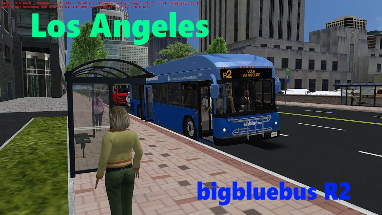 OMSI 2 Santa Monica to UCLA Gillig Advantage Plus Electric Route 2 (Fictional Los Angeles Map)