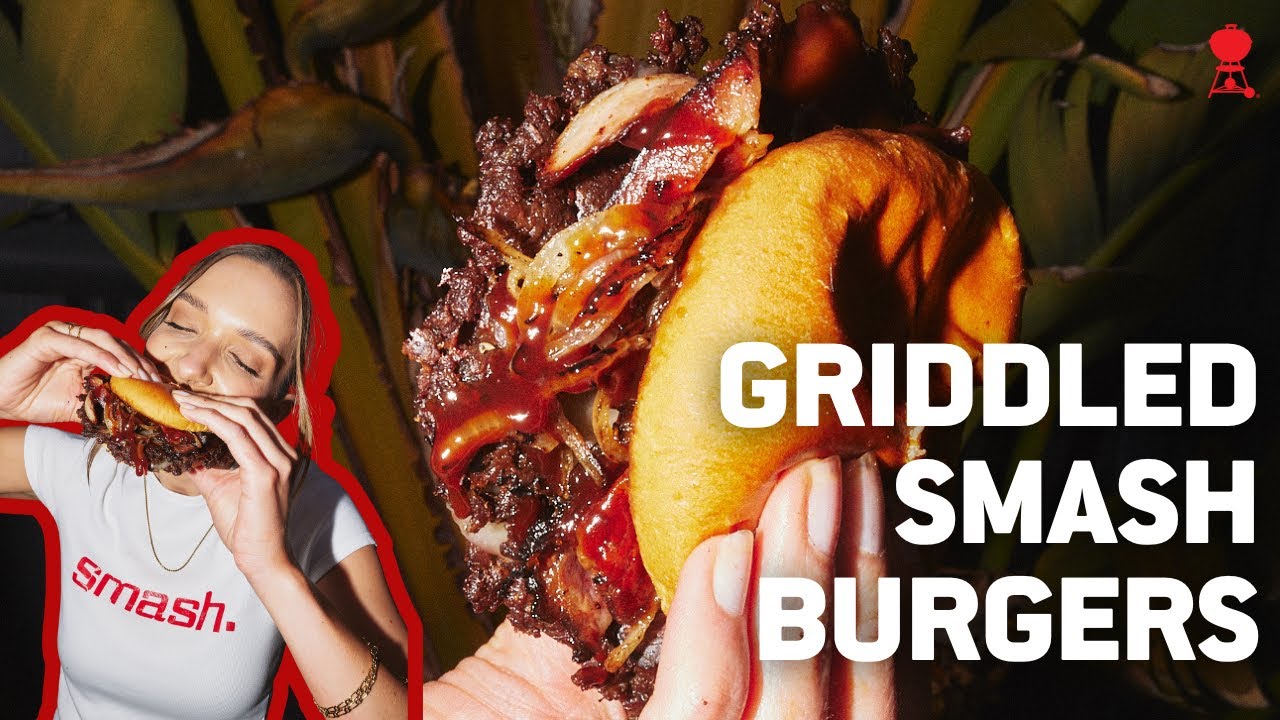 Smash burgers on the Weber Slate Griddle