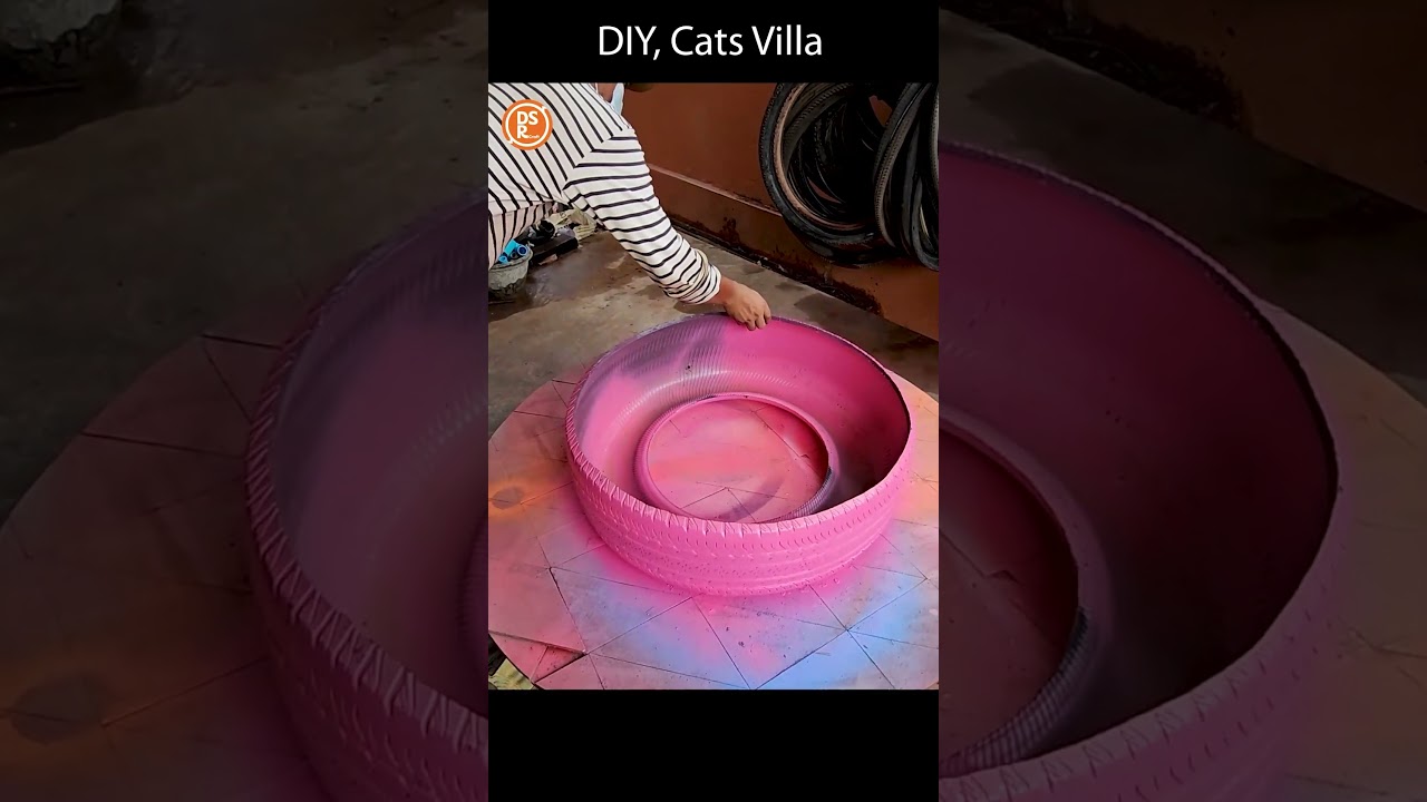 DIY, Cats Villa make from old tires car  #recycle #diy #upcycle #diycrafts