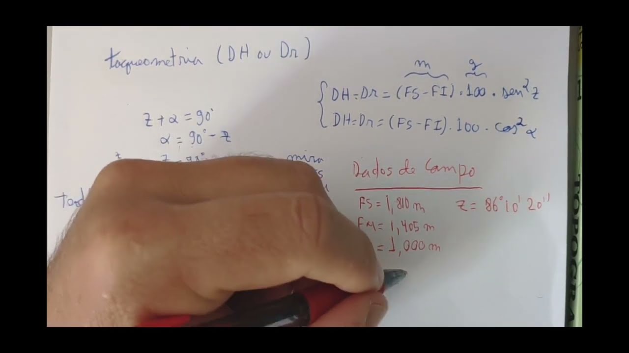 Topografia - Distância horizontal ou reduzida estadimétrica com uso de teodolito e mira.