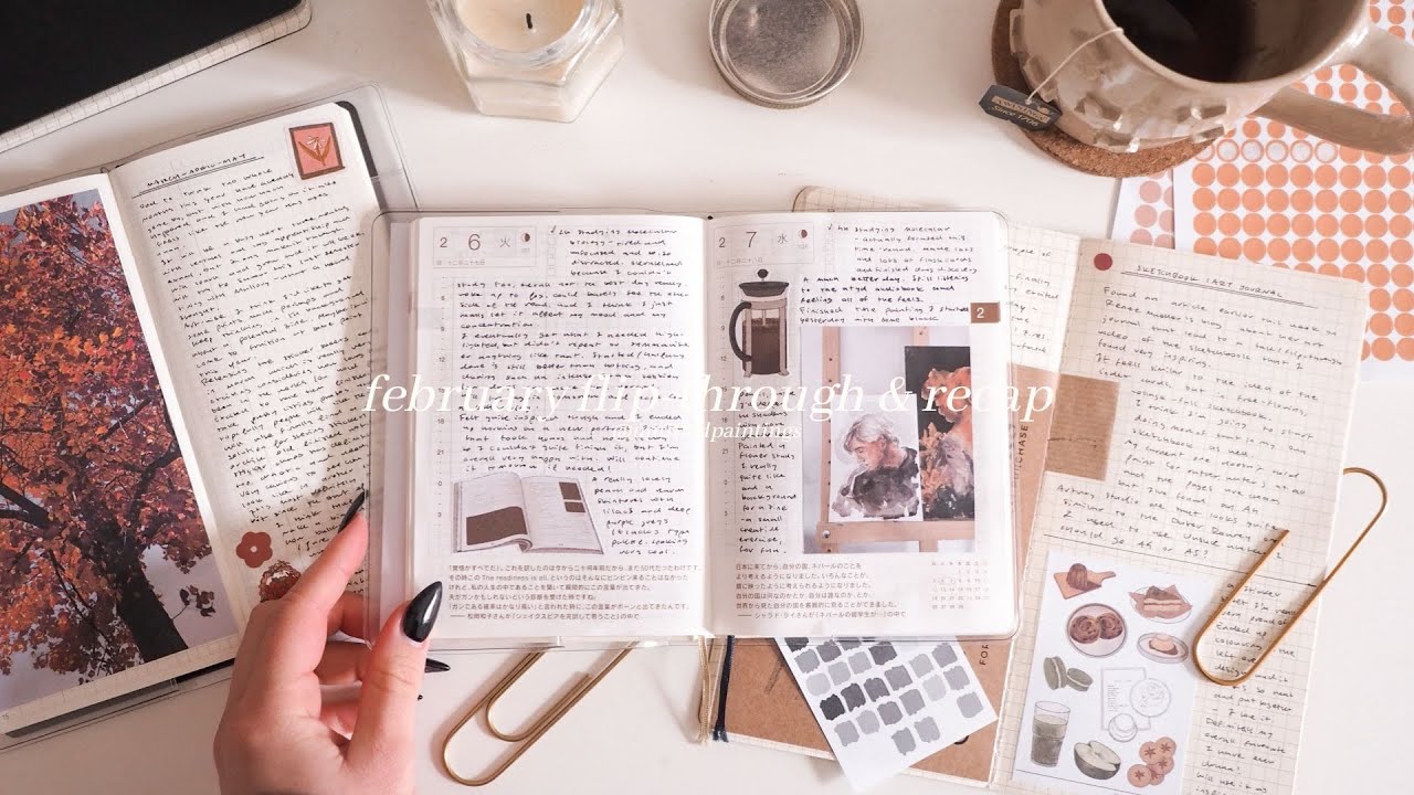 february 2024 journaling recap/flip-through | hobonichi, traveler's notebook, moleskine🍂