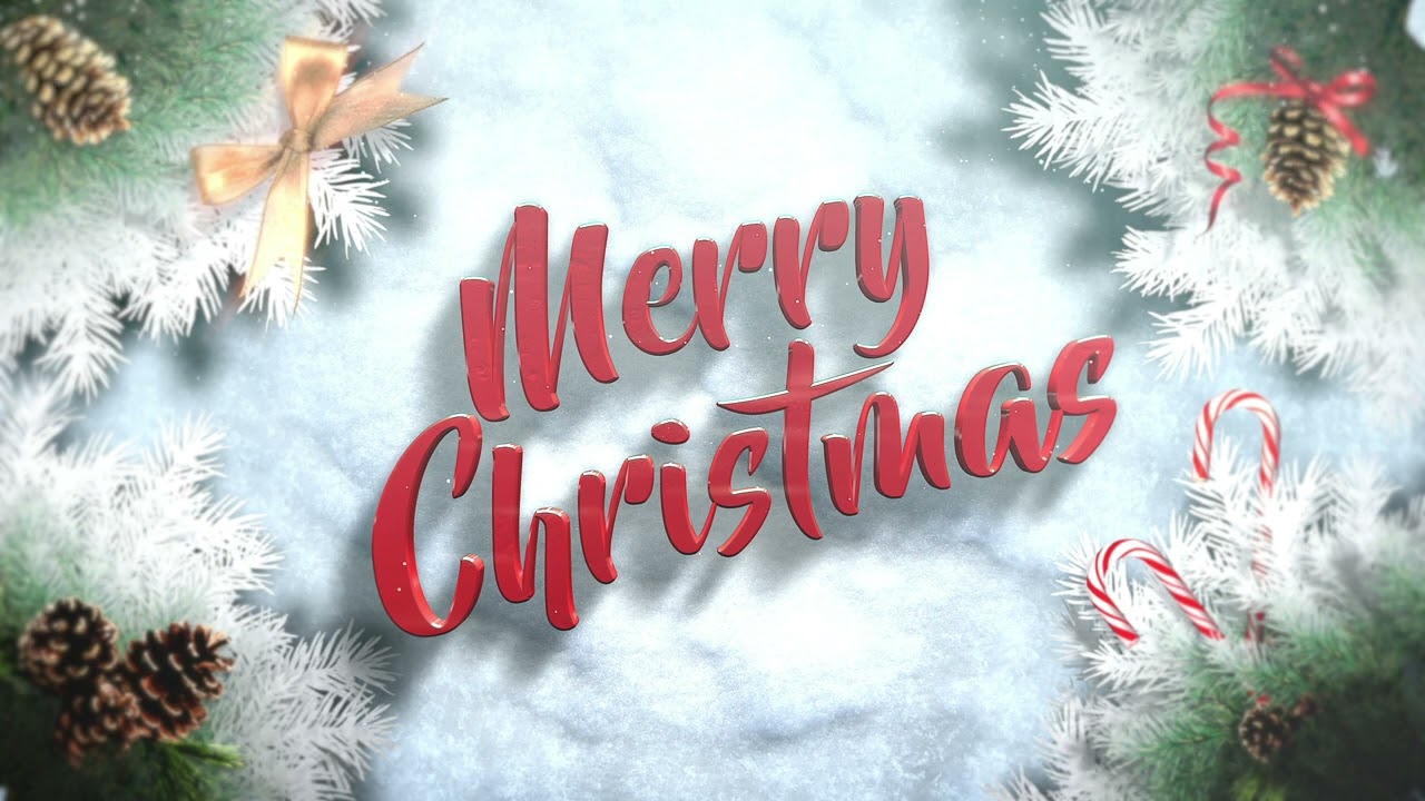 Merry Christmas 3D Text with Tree Branches and Snow Fall | 4K | FREE TO USE