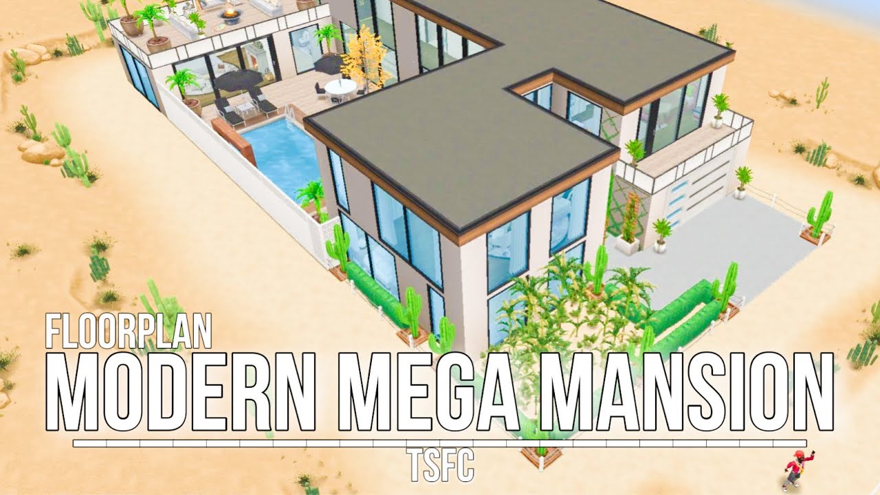 Sims Freeplay House Tour|Modern desert oasis Mansion|6 Bedrooms House|floorplan😊❤️👷‍♂️🏡🏠🆕✅