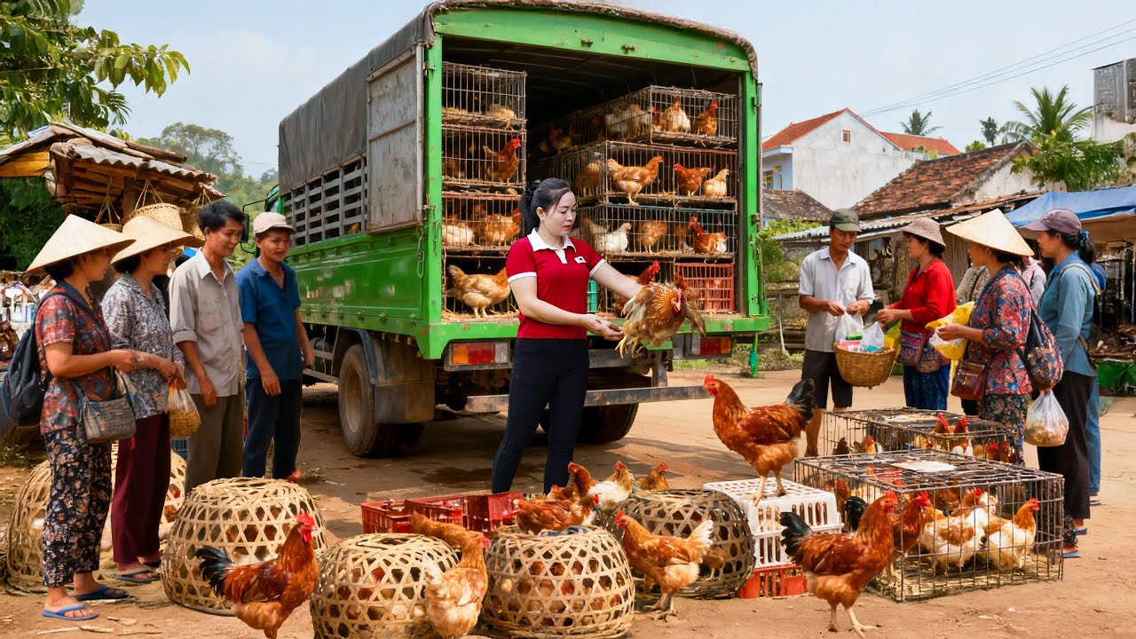 Harvest 1000+ Chickens After 200 Days | Truck Transport to Market for Sale | Tieu Hue Daily