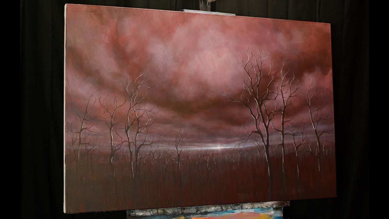 Field of Sticks a time lapse landscape speed painting in acrylic by Tim Gagnon