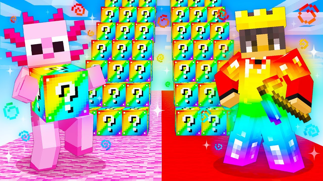 Playing an OP LUCKY BLOCK STAIRCASE RACE in Minecraft!