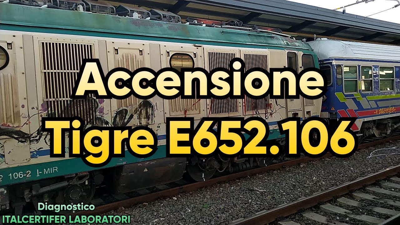 Accensione (multipla) Tigre E652.106 sul treno misure ITALCERTIFER LABORATORI - Pisa Centrale