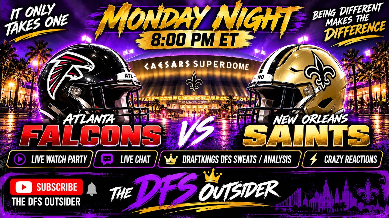 🔥 **MONDAY NIGHT FOOTBALL WATCH PARTY LIVE | Falcons vs Saints | DraftKings DFS + Live Reactions**