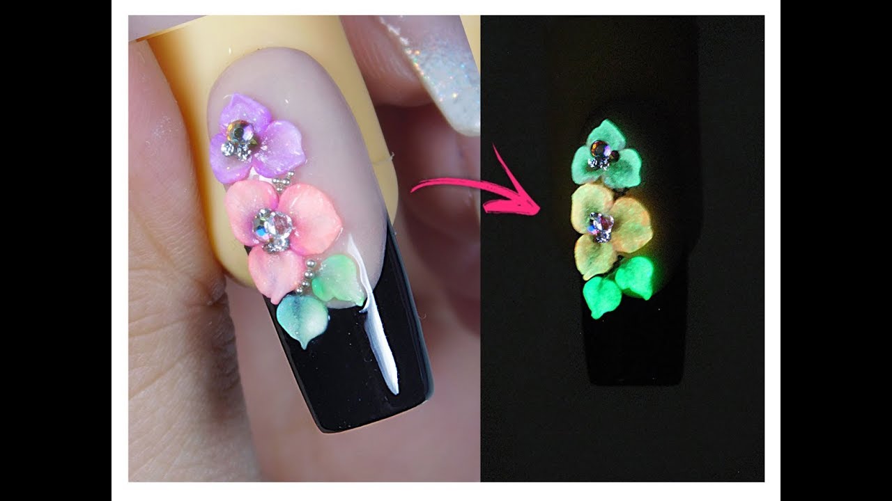 Francesa Reversa com Decoração 3D Neon fluorescente | Aline Makelyne